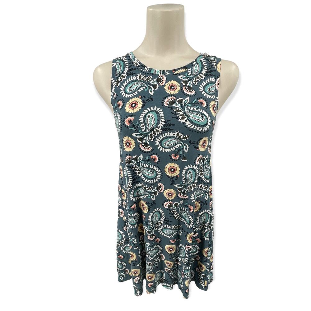 Loft Outlet Paisley‎ Sleeveless Shift Dress XS Beachy Coastal Resortcore